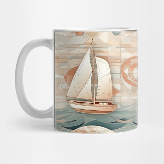 A Sailboat on a Tile by Studio Red Koala